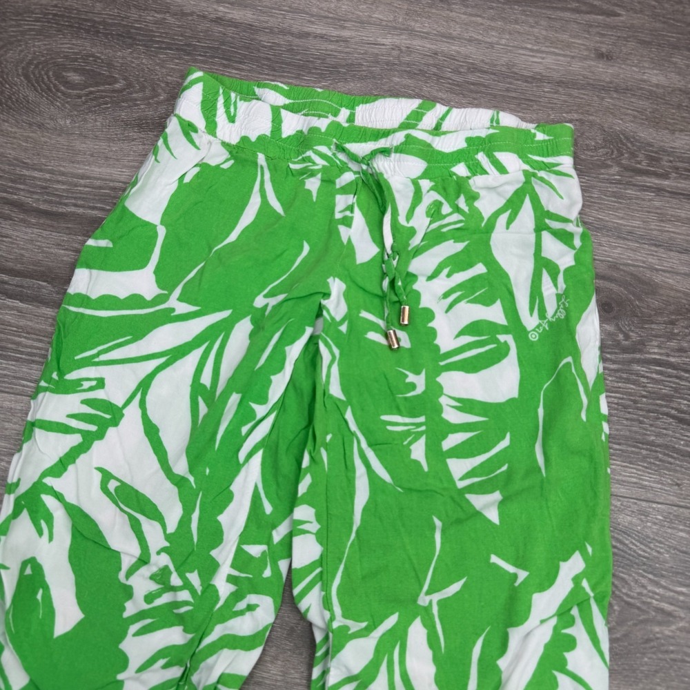 Lily Pulitzer X Target Palazzo Pants Womens XS Green White Palm Tree Tropical - Picture 2 of 16